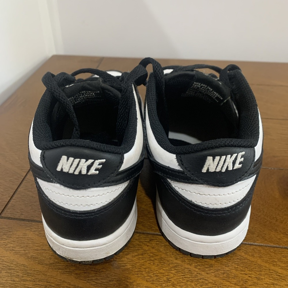 Nike Boys Dunk Low Sneakers Leather Panda Edition Size 3 Youth Boys Black White - Picture 6 of 10
